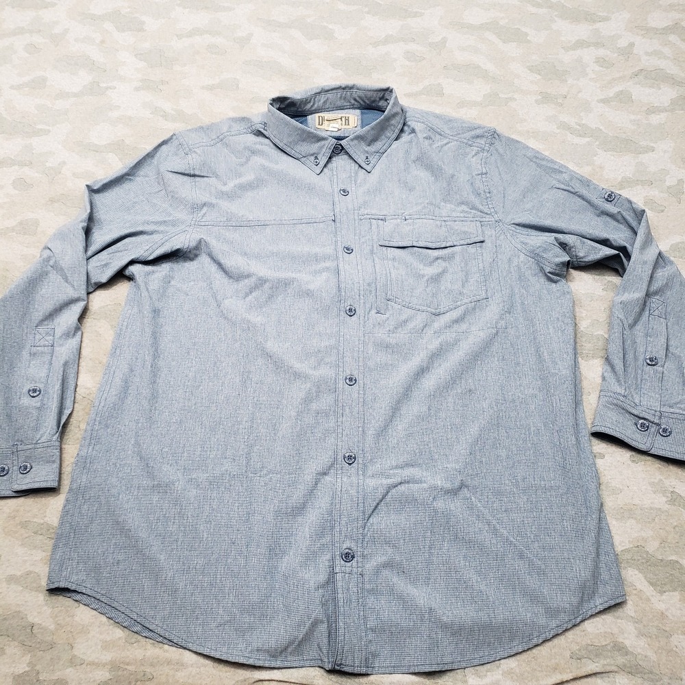 Duluth Trading Co Shirt Mens XL Blue Pockets Long Sleeve Button-Up - Picture 1 of 9